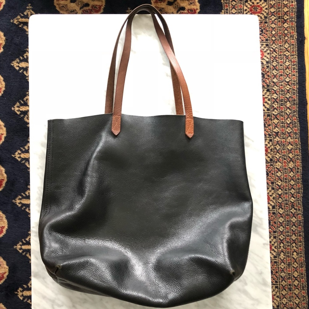 Madewell Transport Tote - Black w/Brown Handles